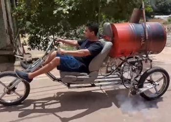 Agora a Nasa vem: com gasolina a R$ 8, triciclo movido a lenha vira solução