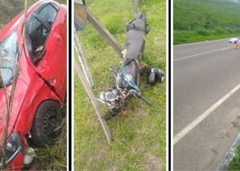 Mulher morre e homem fica ferido em acidente entre carro e moto no ES