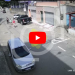 Vídeo mostra adolescente colidindo em residência no centro de ADN após bicicleta perder o freio no morro do cemitério.